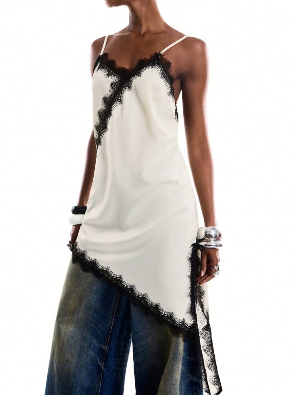 Multicolor Elegant Asymmetrical Ruched Unlined Spaghetti Strap Cami Dress - Picture 3 of 8